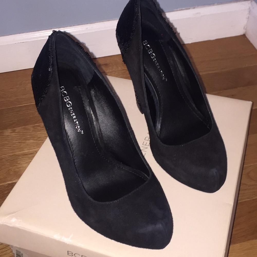 Sequin heeled black suede heels - Picture 3 of 3